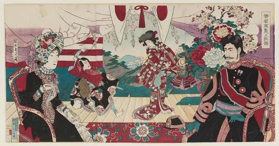 豊原周延: Nobility Viewing a Kabuki Performance (... shûran no kabu) - ボストン美術館