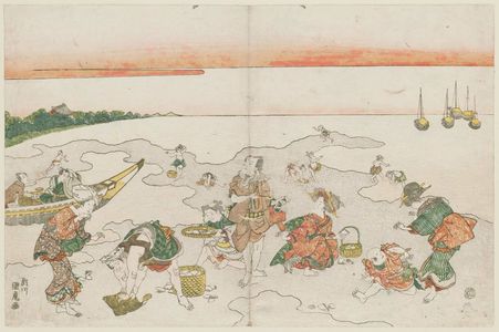 Utagawa Kunitora: Gathering Shellfish at Low Tide - Museum of Fine Arts