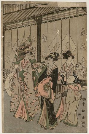 勝川春好: Women Walking by the Shirokiya - ボストン美術館