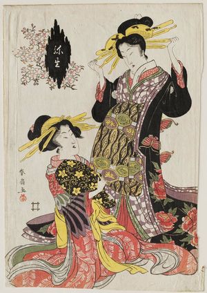 勝川春好: The Third Month (Yayoi), from an untitled series of Twelve Months - ボストン美術館