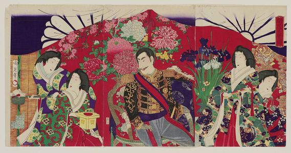 Toyohara Chikanobu: Imperial Viewing of Flowers in Full Bloom (Kaika tenran no zu) - Museum of Fine Arts