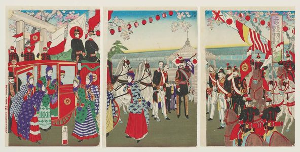 Utagawa Môsai: Imperial Visit to the Third Domestic Industrial Exposition at Ueno (Ueno dai sankai naikoku sangyô hakurankai miyuki no zu) - ボストン美術館