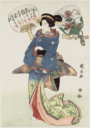 Utagawa Kuninao: from an untitled series of beauties and fans - ボストン美術館