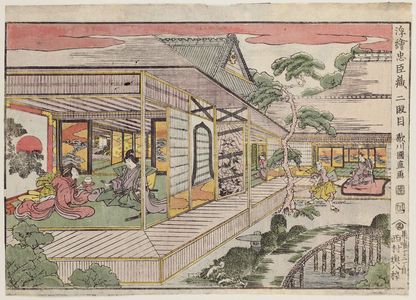 Utagawa Kuninao: Act II (Nidanme), from the series Perspective Pictures of the Storehouse of Loyal Retainers (Uki-e Chûshingura) - ボストン美術館