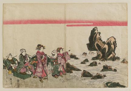 Kikugawa Eizan: Travellers at Futami-ga-ura - Museum of Fine Arts