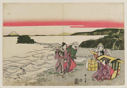 Kikugawa Eizan: Travellers at Enoshima - Museum of Fine Arts