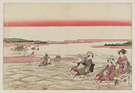Kikugawa Eizan: Crossing the Ôi River - Museum of Fine Arts