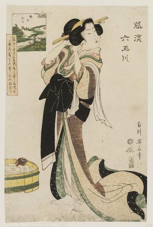 Kikugawa Eizan: The Ide Jewel River (Ide no Tamagawa), from the series Fashionable Six Jewel Rivers (Fûryû Mu Tamagawa) - Museum of Fine Arts