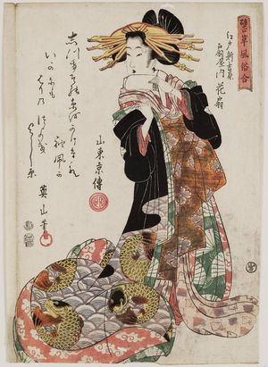 菊川英山: Hanaôgi of the Ôgiya, in the Shin Yoshiwara in Edo, from the series Comparisons of Representative Customs (Tatoegusa fûzoku awase) - ボストン美術館