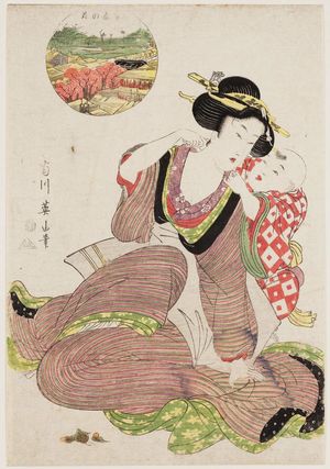 Kikugawa Eizan: Cherry Blossoms in the Yoshiwara (Yoshiwara no hana), from an untitled series of Snow, Moon, and Flowers (Setsugekka) - Museum of Fine Arts