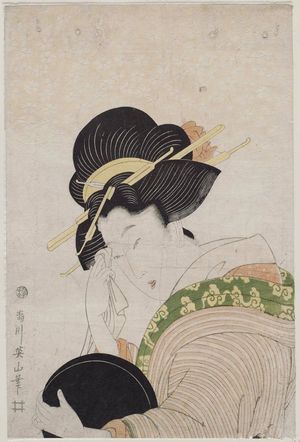 Kikugawa Eizan: Woman with Mirror - Museum of Fine Arts