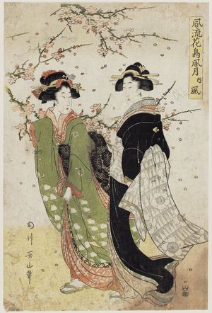 菊川英山: Wind (Kaze), from the series Fashionable Flowers and Birds, Wind and Moon (Fûryû kachô fûgetsu no uchi) - ボストン美術館