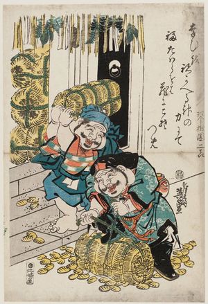 Keisai Eisen: Daikoku and Ebisu with Bales of Money - Museum of Fine Arts