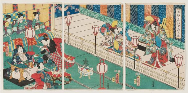 Utagawa Kunisada: A Modern Version of the Male Dance of the Shirabyôshi Dancers (Shirabyôshi imayô otokomai no zu) - Museum of Fine Arts