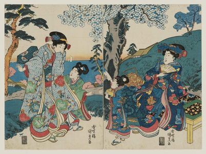 Utagawa Kunisada: Women Viewing Cherry Blossoms - Museum of Fine Arts