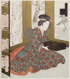 屋島岳亭: Library (Bunko), from the series Seven Pictures for the Katsushika Group (Katsushika shichiban tsuzuki) - ボストン美術館