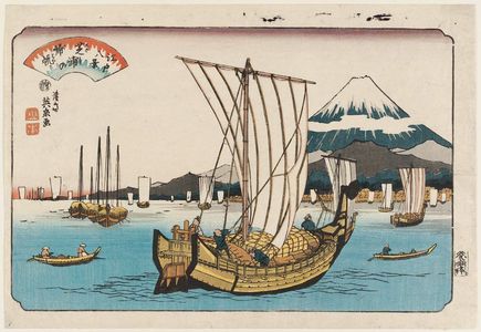 渓斉英泉: Returning Sails at Shiba Bay (Shibaura no kihan), from the series Eight Views of Edo (Edo hakkei) - ボストン美術館