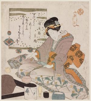Totoya Hokkei: Woman making tea - Museum of Fine Arts