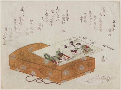 柳々居辰斎: Box with Print of Lucky Gods - ボストン美術館