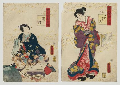 Utagawa Kunisada: Ch. 16, Sekiya, from the series Lingering Sentiments of a Late Collection of Genji (Genji goshû yojô) [pun on The Fifty-four Chapters of the Tale of Genji (Genji gojûyojô)] - Museum of Fine Arts