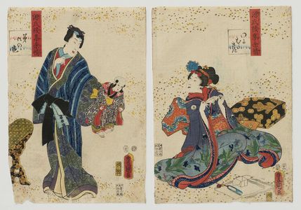 Utagawa Kunisada, 歌川国貞 (Utagawa Kunisada I (Toyokuni III))による浮世絵「Ch. 6 [sic, actually 5], Wakamurasaki, from the series Lingering Sentiments of a Late Collection of Genji (Genji goshû yojô) [pun on The Fifty-four Chapters of the Tale of Genji (Genji gojûyojô)]」