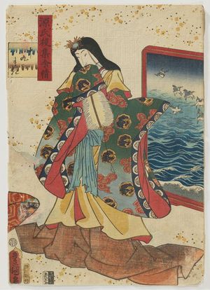 歌川国貞: Ch. 19, Usugumo, from the series Lingering Sentiments of a Late Collection of Genji (Genji goshû yojô) [pun on The Fifty-four Chapters of the Tale of Genji (Genji gojûyojô)] - ボストン美術館