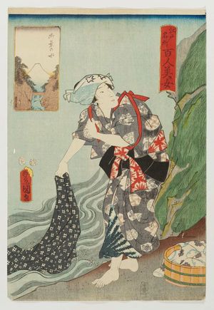 Utagawa Kunisada: Ochanomizu, from the series One Hundred Beautiful Women at Famous Places in Edo (Edo meisho hyakunin bijo) - Museum of Fine Arts