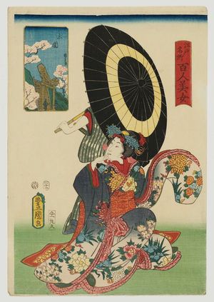 歌川国貞: Mimeguri, from the series One Hundred Beautiful Women at Famous Places in Edo (Edo meisho hyakunin bijo) - ボストン美術館