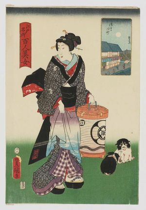 歌川国貞: Asakusa Tamachi, from the series One Hundred Beautiful Women at Famous Places in Edo (Edo meisho hyakunin bijo) - ボストン美術館