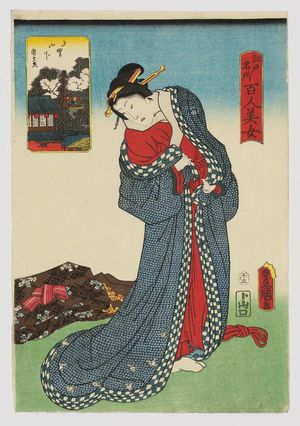 歌川国貞: Ueno Yamashita, from the series One Hundred Beautiful Women at Famous Places in Edo (Edo meisho hyakunin bijo) - ボストン美術館