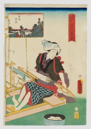 Utagawa Kunisada: Nezu Gongen, from the series One Hundred Beautiful Women at Famous Places in Edo (Edo meisho hyakunin bijo) - Museum of Fine Arts