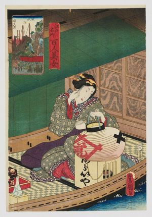 Utagawa Kunisada: Teppôzu, from the series One Hundred Beautiful Women at Famous Places in Edo (Edo meisho hyakunin bijo) - Museum of Fine Arts