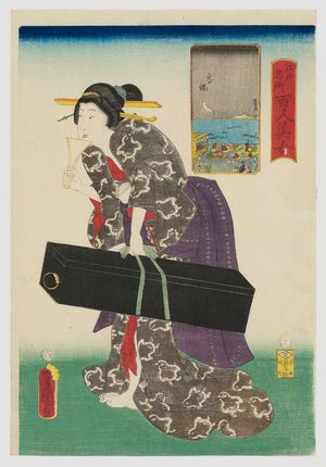 Utagawa Kunisada: Takanawa, from the series One Hundred Beautiful Women at Famous Places in Edo (Edo meisho hyakunin bijo) - Museum of Fine Arts