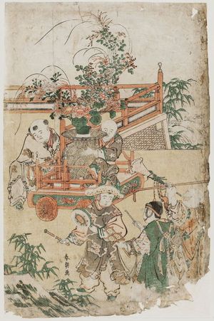 Katsushika Hokusai: Chinese Boys Pulling a Cart - Museum of Fine Arts