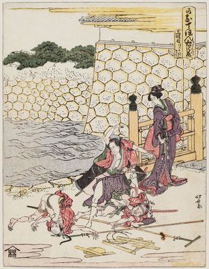Katsushika Hokusai: Act III, the Scene of the Quarrel (Sandanme, Kenka no maku), from the series The Storehouse of Loyal Retainers, a Primer (Kanadehon Chûshingura) - Museum of Fine Arts