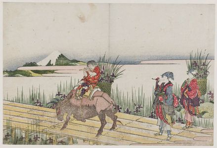 Katsushika Hokusai: Crossing a Bridge with Iris - Museum of Fine Arts