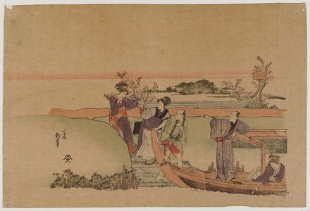 Katsushika Hokusai: Reluctant Woman Boarding a Boat - Museum of Fine Arts