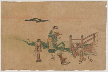 Katsushika Hokusai: Woman, Children, and Chickens - Museum of Fine Arts
