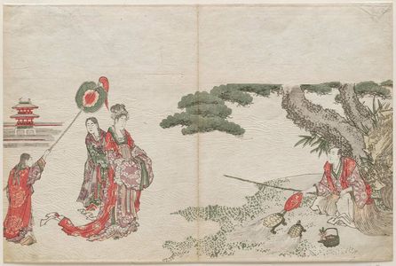 葛飾北斎: Urashima Tarô and Oto-hime, the Dragon King's Daughter - ボストン美術館