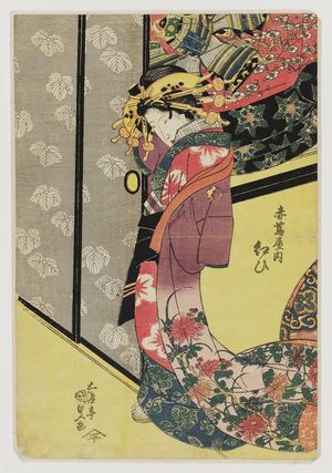 日本版画 "Kurenai of the Aka-Tsutaya" 由 Utagawa Kunisada, 歌川国貞 (Utagawa Kunisada I (Toyokuni III)) 创作