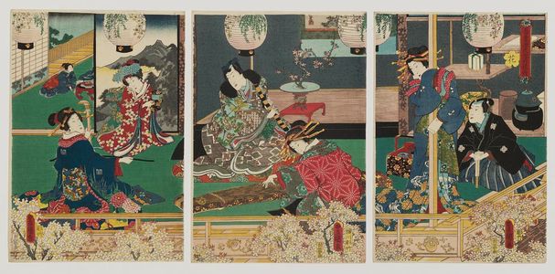 歌川国貞: Flowers (Hana), from the series Snow, Moon, and Flowers of Eastern Genji (Azuma Genji setsugekka no uchi) - ボストン美術館