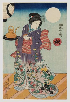 Japanese Print "Fall (Aki), from the series The Four Seasons (Shiki no uchi)" by Utagawa Kunisada, 歌川国貞 (Utagawa Kunisada I (Toyokuni III))