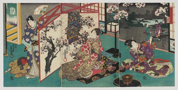 歌川国貞: Flowers (Hana), from the series Flowers and Birds, Wind and Moon (Kachô fûgetsu no uchi) - ボストン美術館