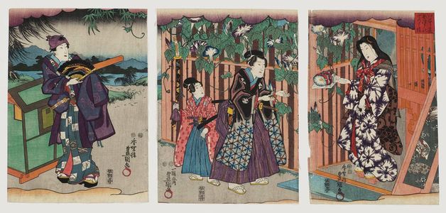 Japanese Print "The Yûgao Scene from Inaka Genji, from the series Eastern Magic Lantern Slides in Edo Purple (Edo Murasaki Azuma no utsushi-e)" by Utagawa Kunisada, 歌川国貞 (Utagawa Kunisada I (Toyokuni III))