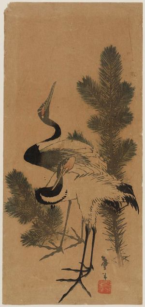 Katsushika Taito II: Cranes and Pine Shoots - ボストン美術館