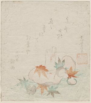 Katsushika Hokusai: Maple Leaves and Mushrooms - Museum of Fine Arts