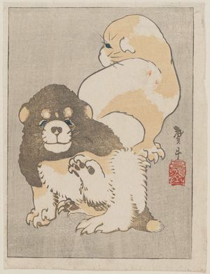 Katsushika Taito II: Puppies - ボストン美術館