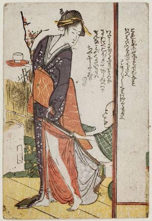 葛飾北斎: Man Pulling Woman's Skirt - ボストン美術館