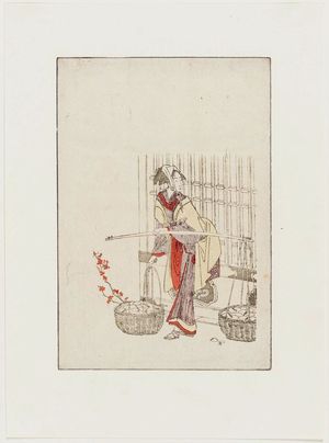 Katsushika Hokusai: Woman with Carrying Pole and Baskets of Clams - Museum of Fine Arts