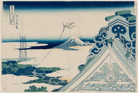 葛飾北斎: Hongan-ji Temple at Asakusa in Edo (Tôto Asakusa hongan-ji), from the series Thirty-six Views of Mount Fuji (Fugaku sanjûrokkei) - ボストン美術館
